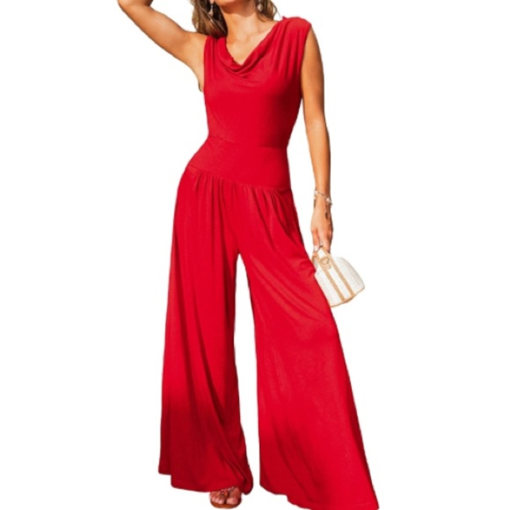 Amazon Vibrant Red Sleeveless Jumpsuit
